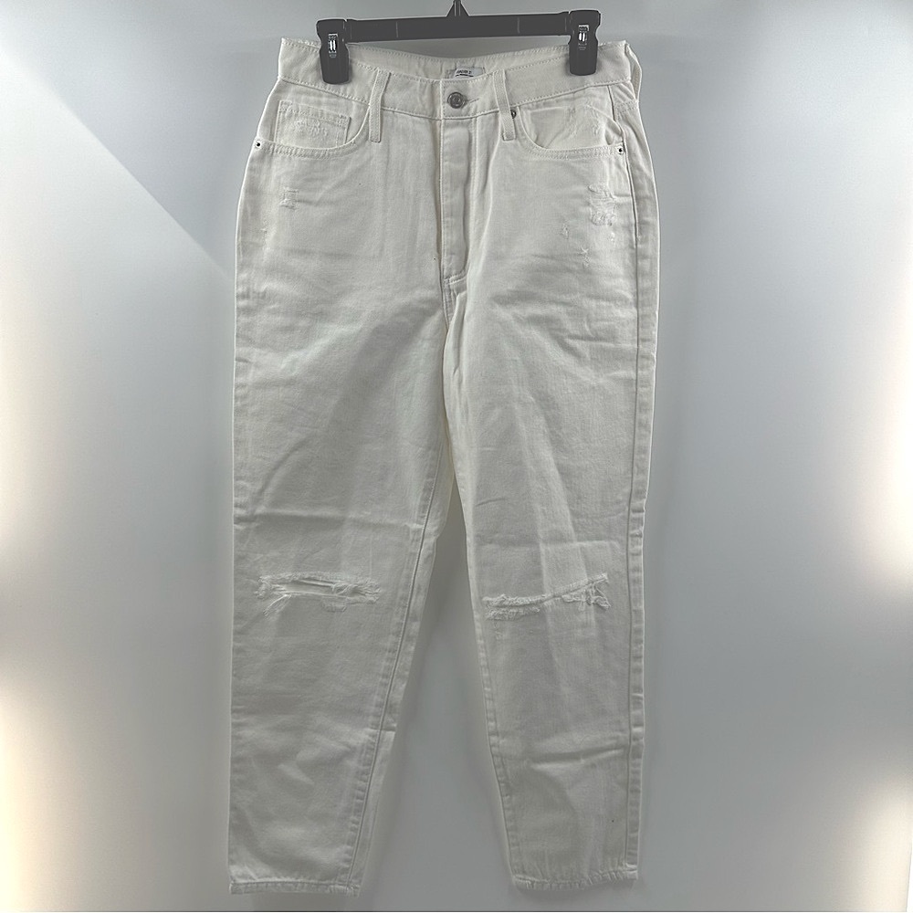 Forever 21 Ripped High Rise White Mom Jeans - Picture 1 of 6